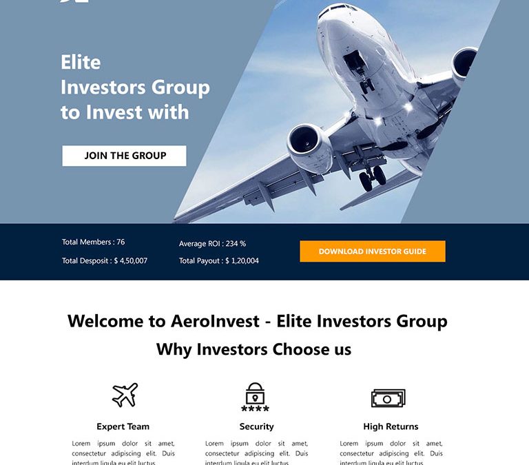 Aero Invest – HYIP Template :  ID – 01